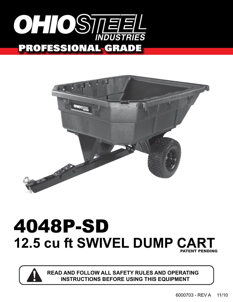 Ohio Steel 4048P-SD 12.5 Cu Ft Poly Swivel Dump Cart User Manual | 10 pages