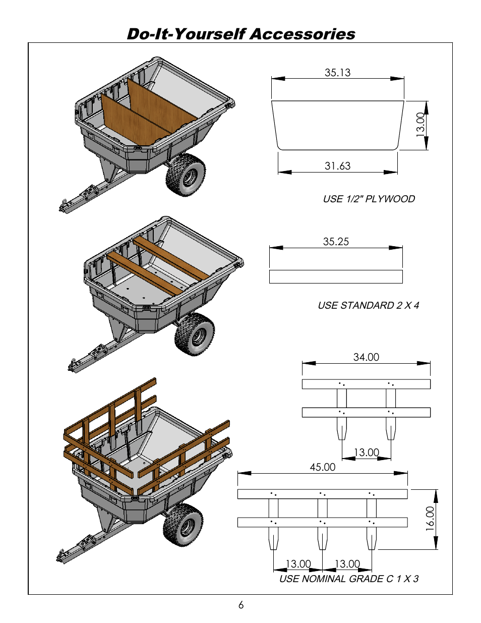 Accessory, Drawing view60, Drawing view61 | Drawing view62, Drawing view63, Drawing view64, Drawing view65, Drawing view66, Do-it-yourself accessories | Ohio Steel 4048P-SD 12.5 Cu Ft Poly Swivel Dump Cart User Manual | Page 7 / 10