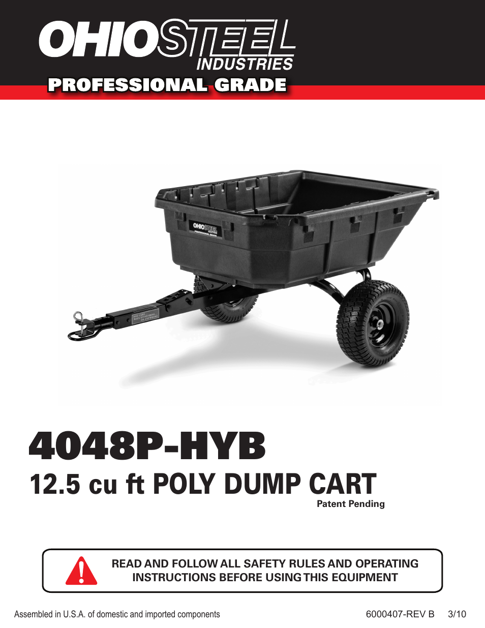 Ohio Steel 4048P-HYB 12.5 Cu Ft Poly Hybrid Dump Cart User Manual | 10 pages