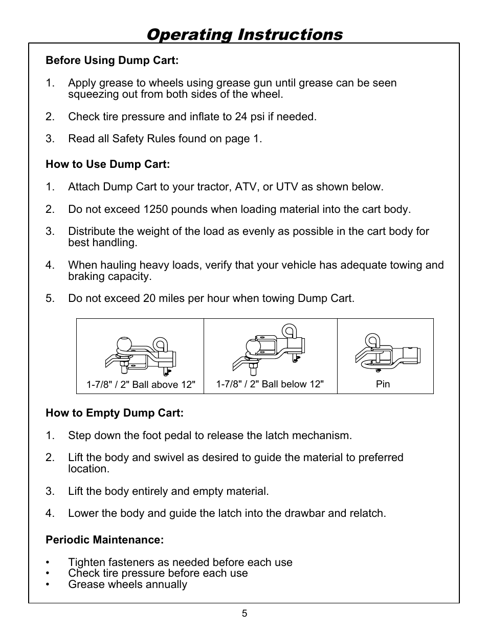 Sheet1, Drawing view8, Drawing view9 | Drawing view10, Operating instructions | Ohio Steel 4048P-HYB 12.5 Cu Ft Poly Hybrid Dump Cart User Manual | Page 6 / 10