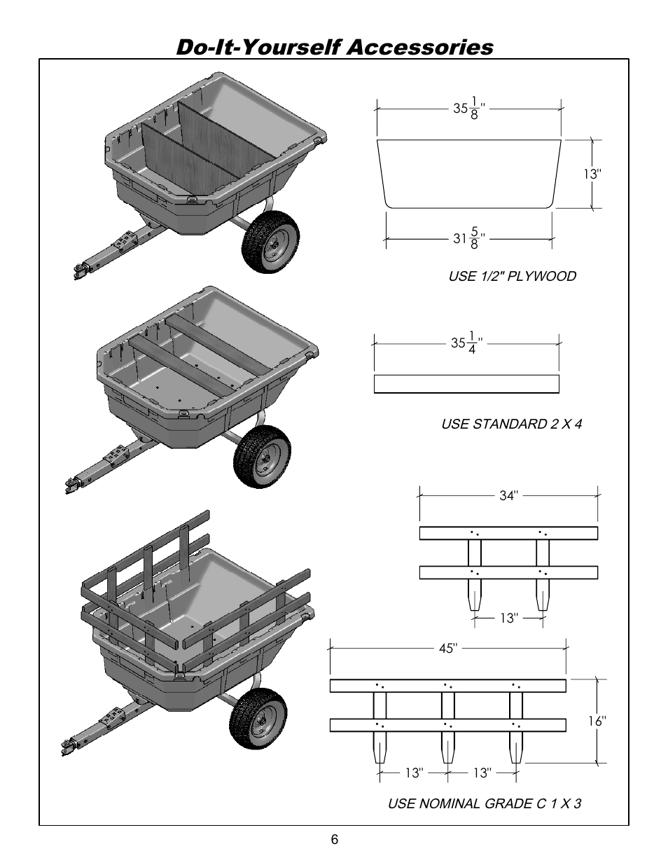 Sheet2, Drawing view1, Drawing view2 | Drawing view3, Drawing view4, Drawing view5, Drawing view6, Drawing view7, Do-it-yourself accessories | Ohio Steel 4048P-HYB 12.5 Cu Ft Poly Hybrid Dump Cart User Manual | Page 7 / 10