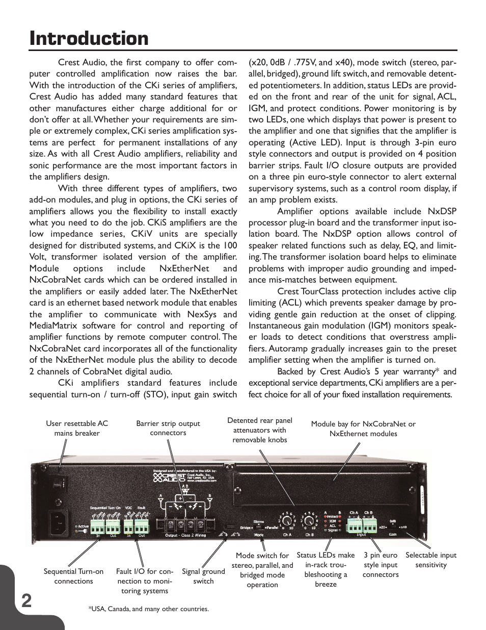 Introduction 2 | Crest Audio CKi Series User Manual | Page 2 / 8