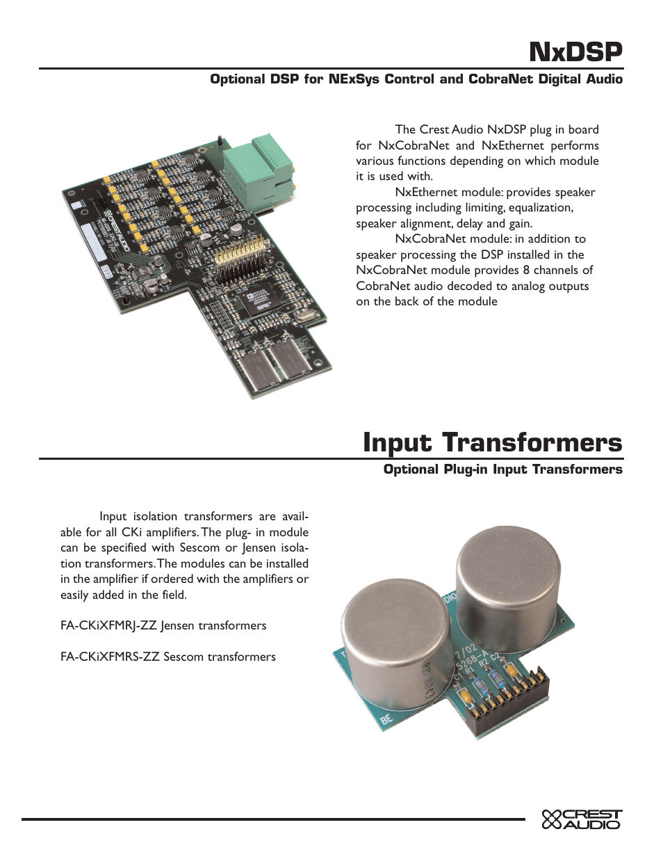 Nxdsp, Input transformers | Crest Audio CKi Series User Manual | Page 7 / 8