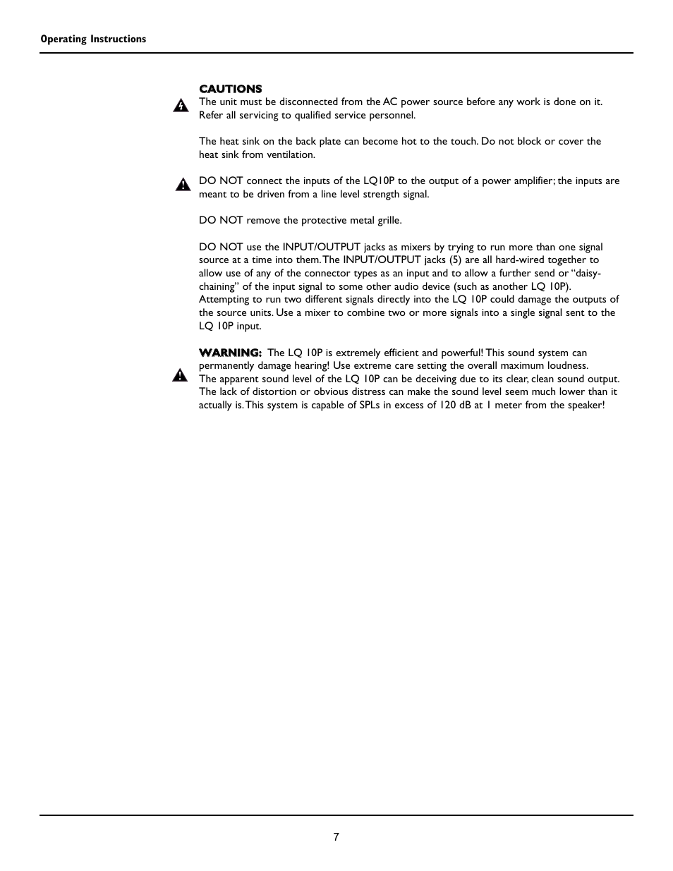 Crest Audio LQ 10P User Manual | Page 7 / 60