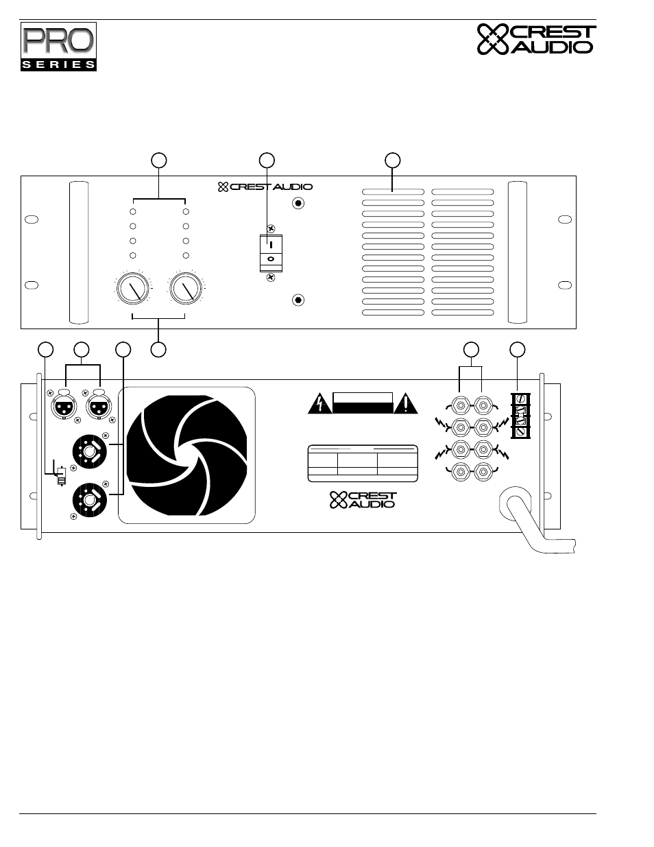Model 8001 features, Page 6 crest audio pro series power amplifiers, Caution | Crest Audio Stereo Amplifier User Manual | Page 8 / 32