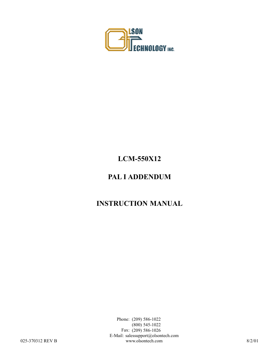 Olson Technology LCM-550x1-Series User Manual | Page 14 / 50