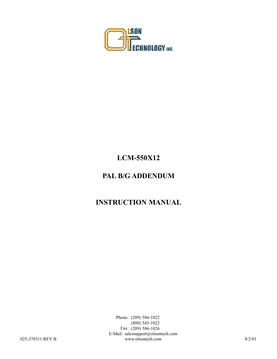 Olson Technology LCM-550x1-Series User Manual | Page 18 / 50