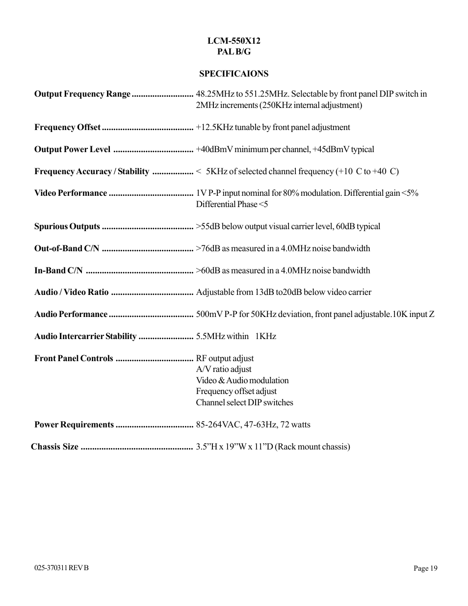 Olson Technology LCM-550x1-Series User Manual | Page 19 / 50