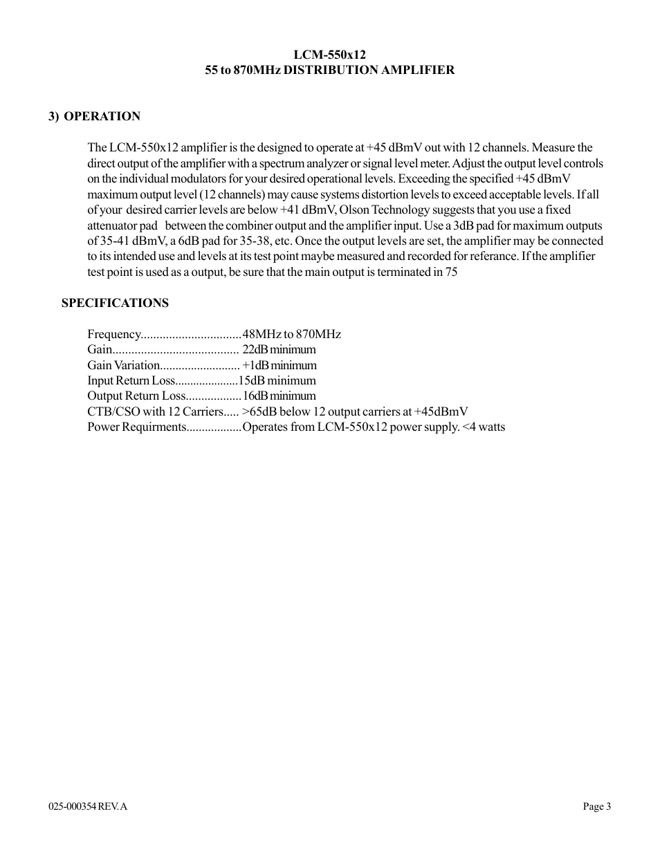 Olson Technology LCx12-AMP User Manual | Page 3 / 3