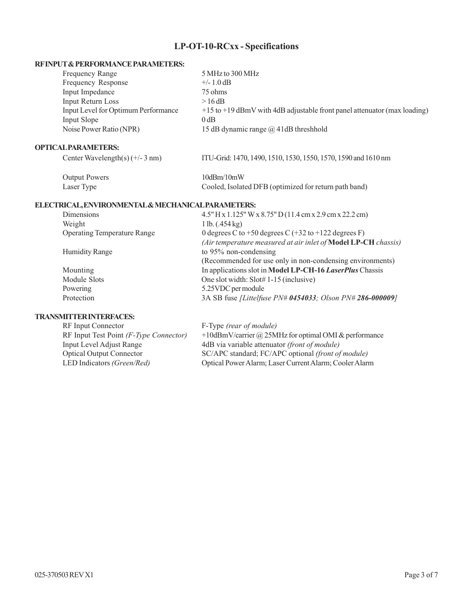 Olson Technology LP-OT-RCxx User Manual | Page 3 / 7