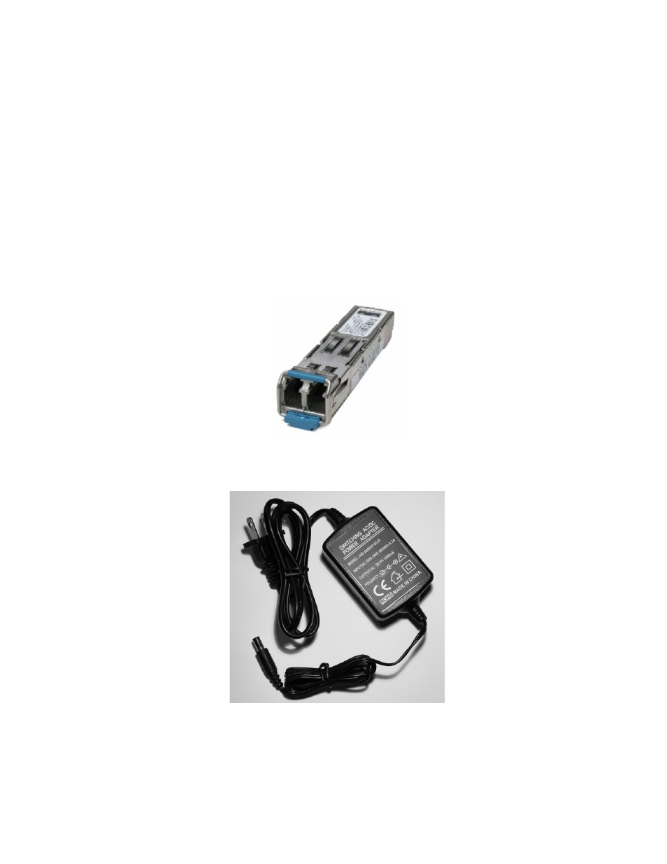 Typical mating sfp module, Typical ac power supply (ships with unit) | Olson Technology OTEN-MC-01 User Manual | Page 2 / 5