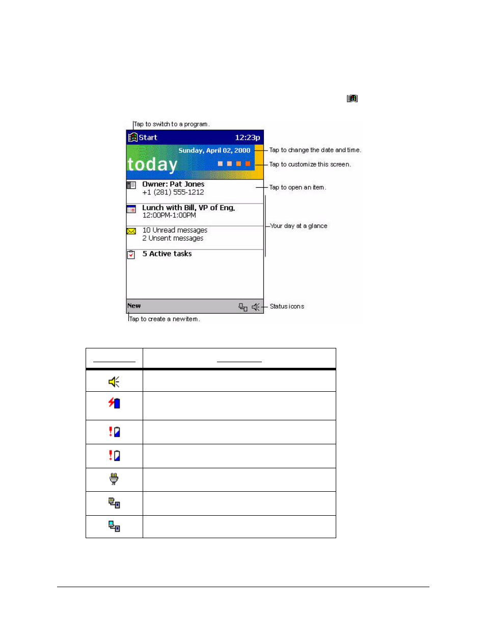 Today screen, Today screen -10 | Compaq iPAQ H3000 User Manual | Page 20 / 118