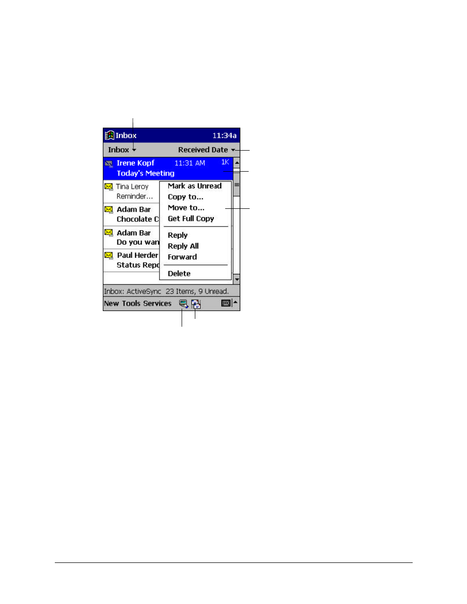 Using the message list | Compaq iPAQ H3000 User Manual | Page 61 / 118