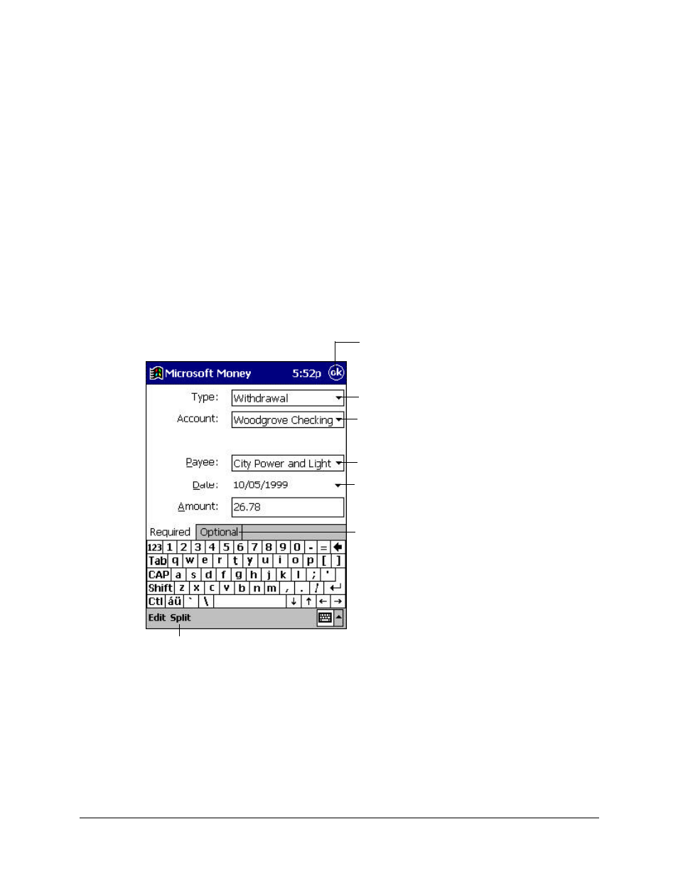 Entering transactions | Compaq iPAQ H3000 User Manual | Page 74 / 118