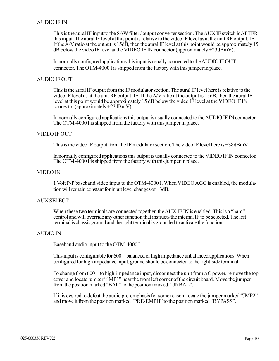 Olson Technology OTM-4000 (PAL I) User Manual | Page 10 / 11