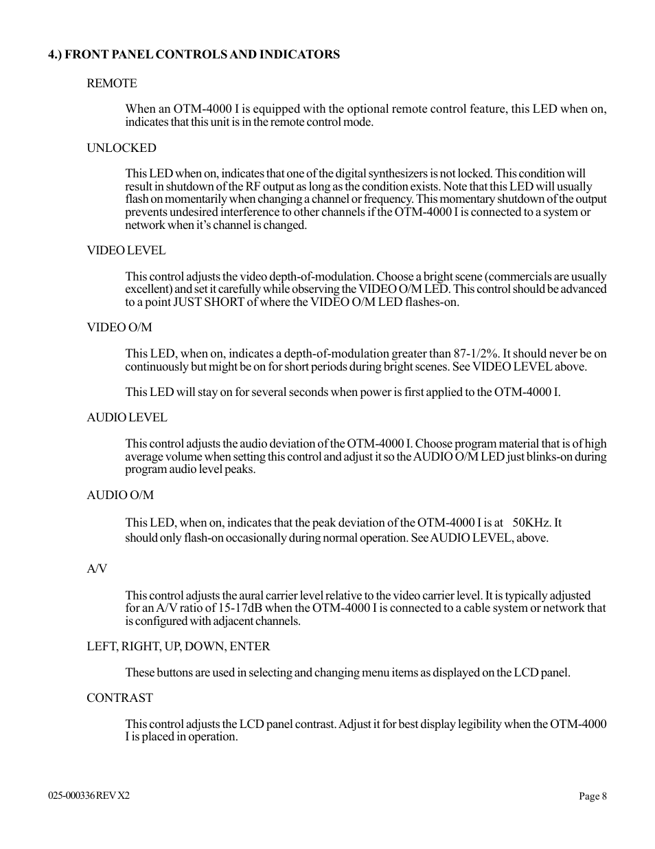 Olson Technology OTM-4000 (PAL I) User Manual | Page 8 / 11