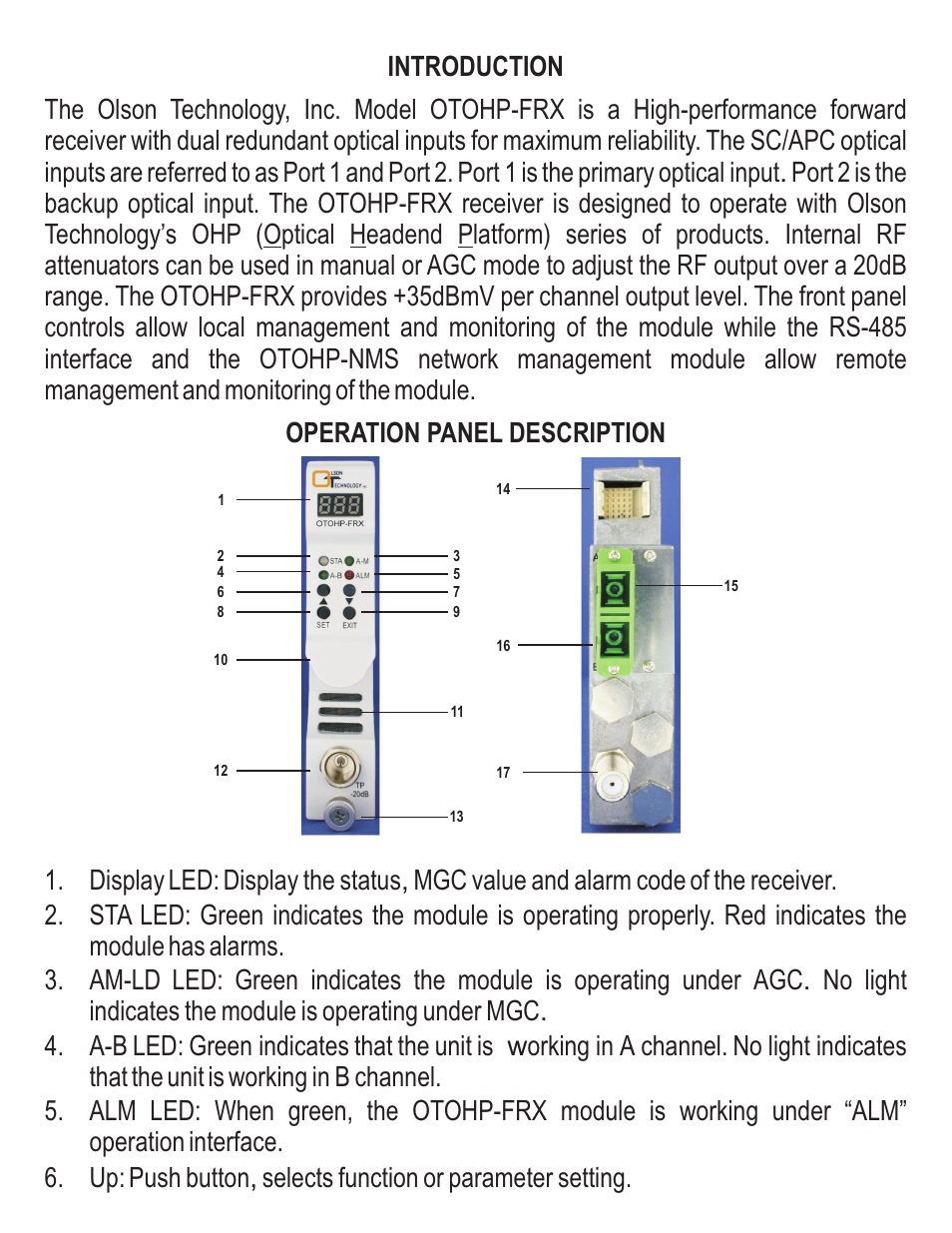Olson Technology OTOHP-FRX User Manual | Page 3 / 8