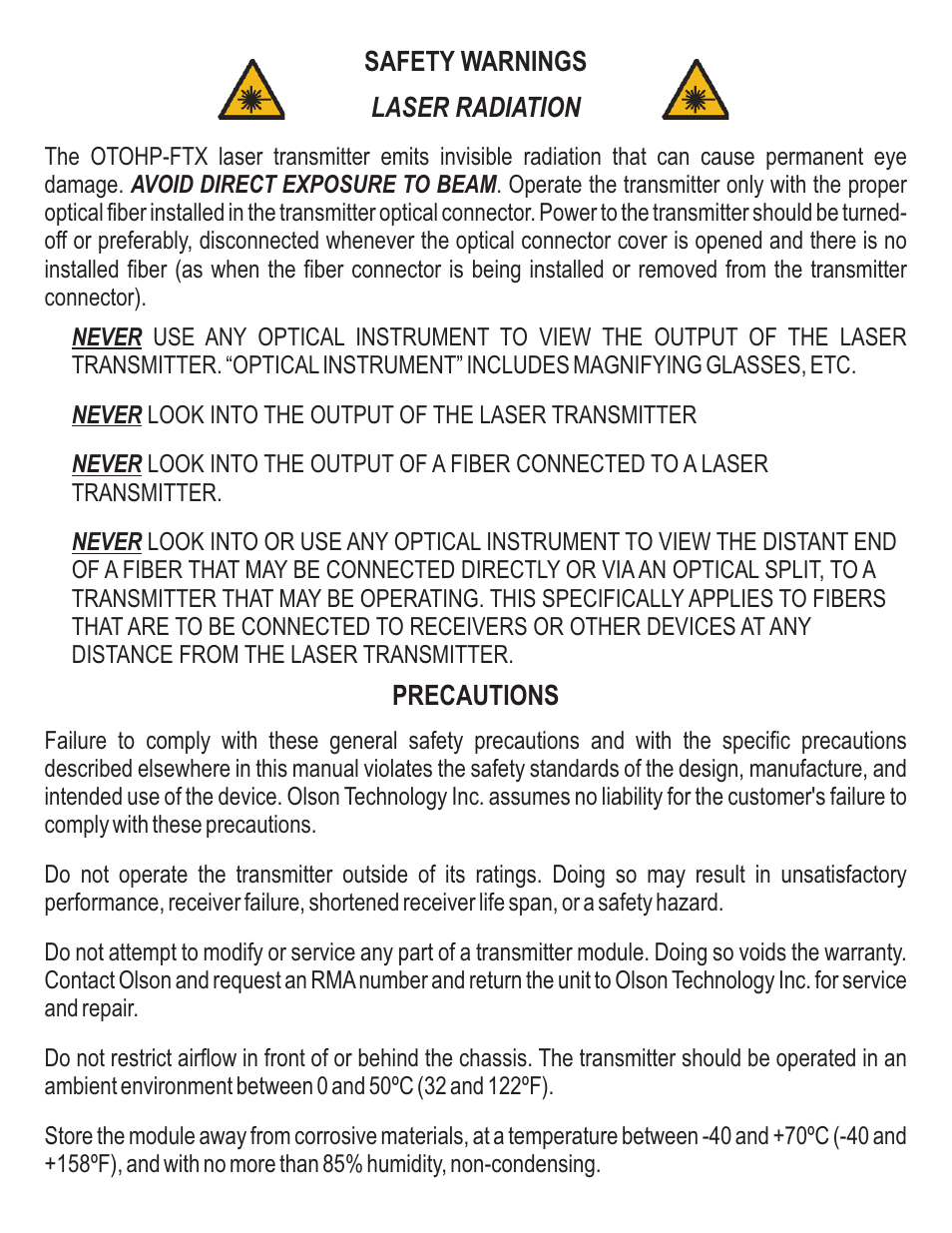 Olson Technology OTOHP-FTX User Manual | Page 2 / 8