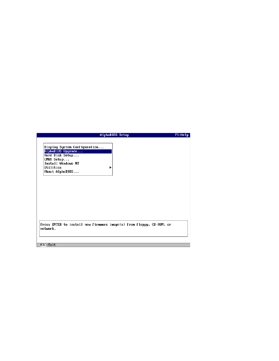 Figure 7–2 alphabios setup screen, Alphabios setup screen | Compaq AlphaPC 164LX User Manual | Page 66 / 82