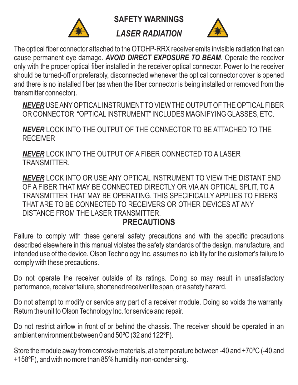 Olson Technology OTOHP-RRX User Manual | Page 2 / 8