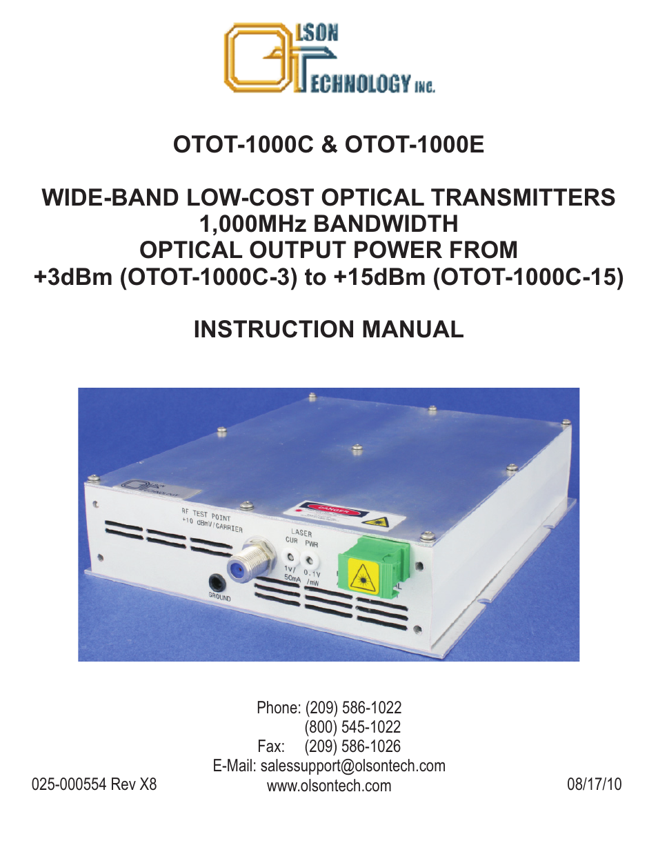 Olson Technology MUSCLE-1000C User Manual | 8 pages