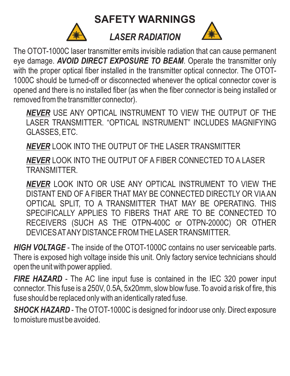 Safety warnings | Olson Technology MUSCLE-1000C User Manual | Page 2 / 8
