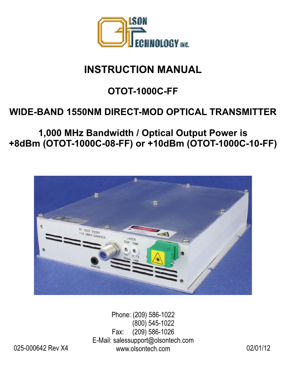 Olson Technology MUSCLE-1000C-FF User Manual | 8 pages