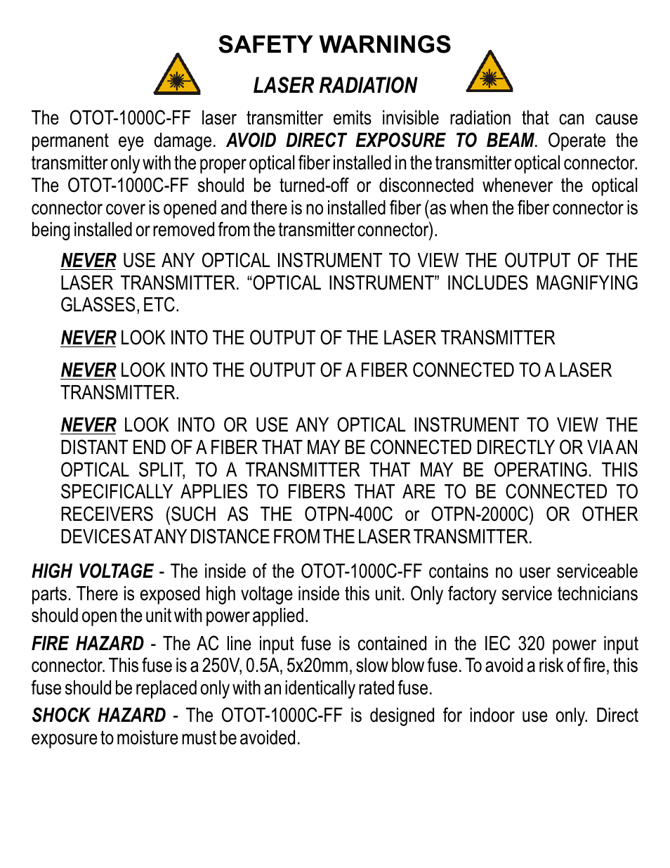 Safety warnings | Olson Technology MUSCLE-1000C-FF User Manual | Page 2 / 8
