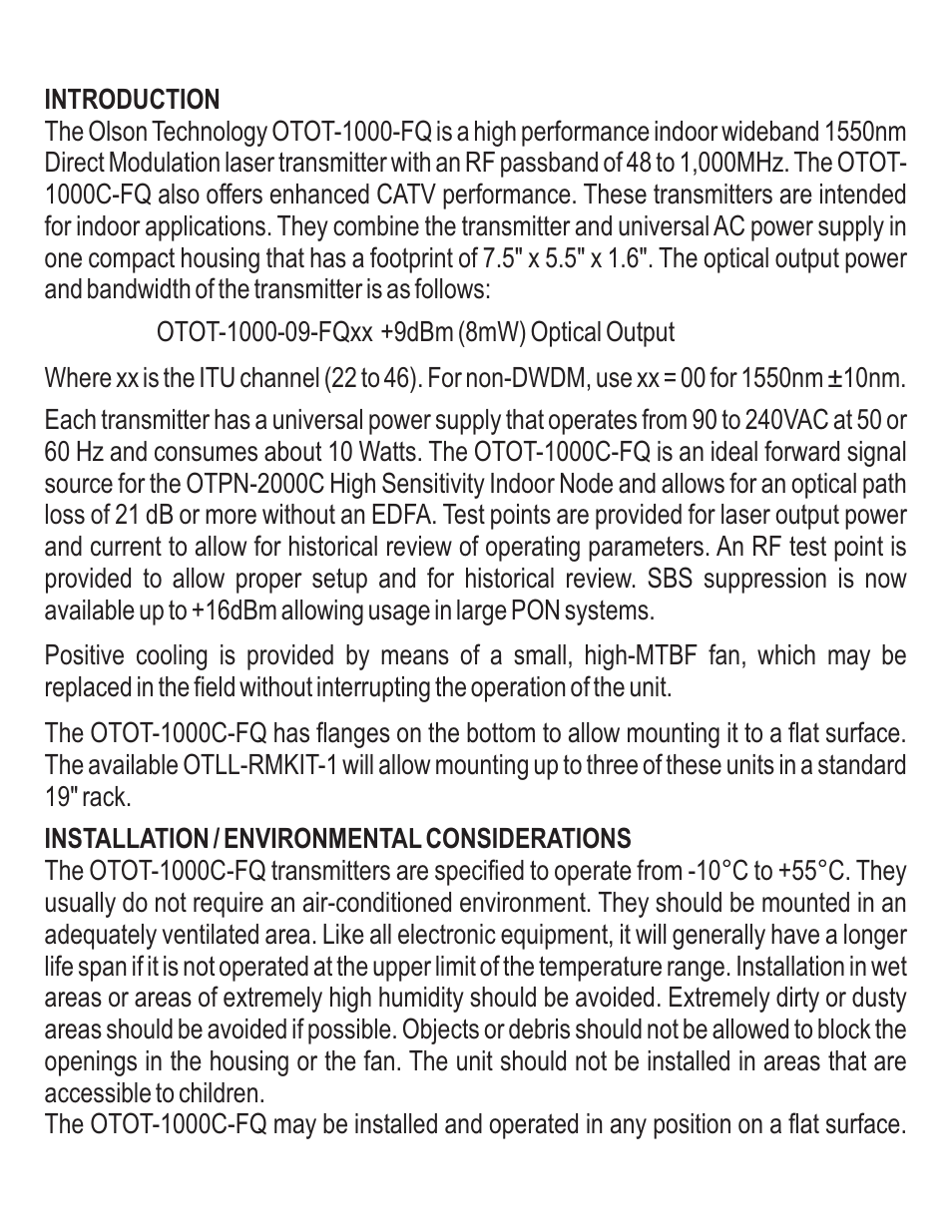 Olson Technology OTOT-1000C-9-FQ User Manual | Page 3 / 8