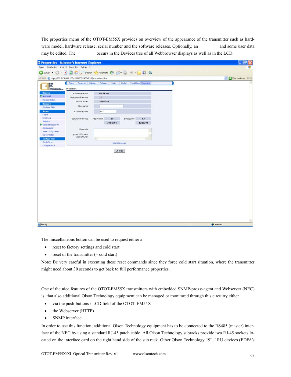 Olson Technology MUSCLE-EM55X User Manual | Page 68 / 69