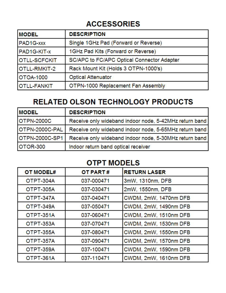 Olson Technology OTPN-2000C User Manual | Page 8 / 8
