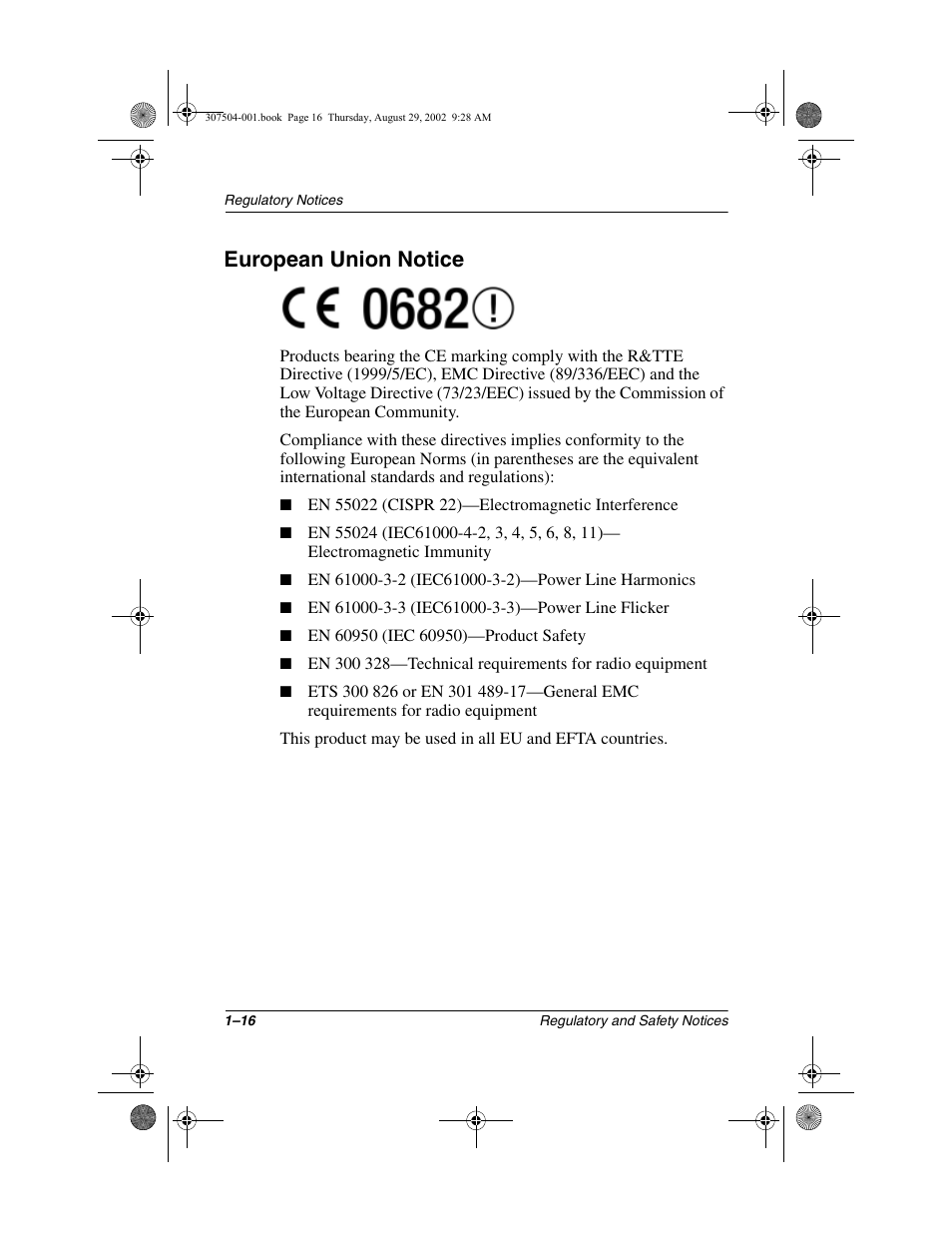 European union notice, European union notice –16 | Compaq 3000 Series User Manual | Page 20 / 24