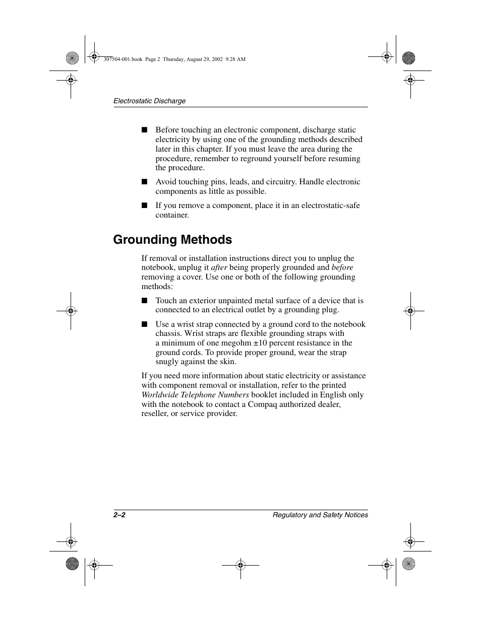 Grounding methods, Grounding methods –2 | Compaq 3000 Series User Manual | Page 24 / 24