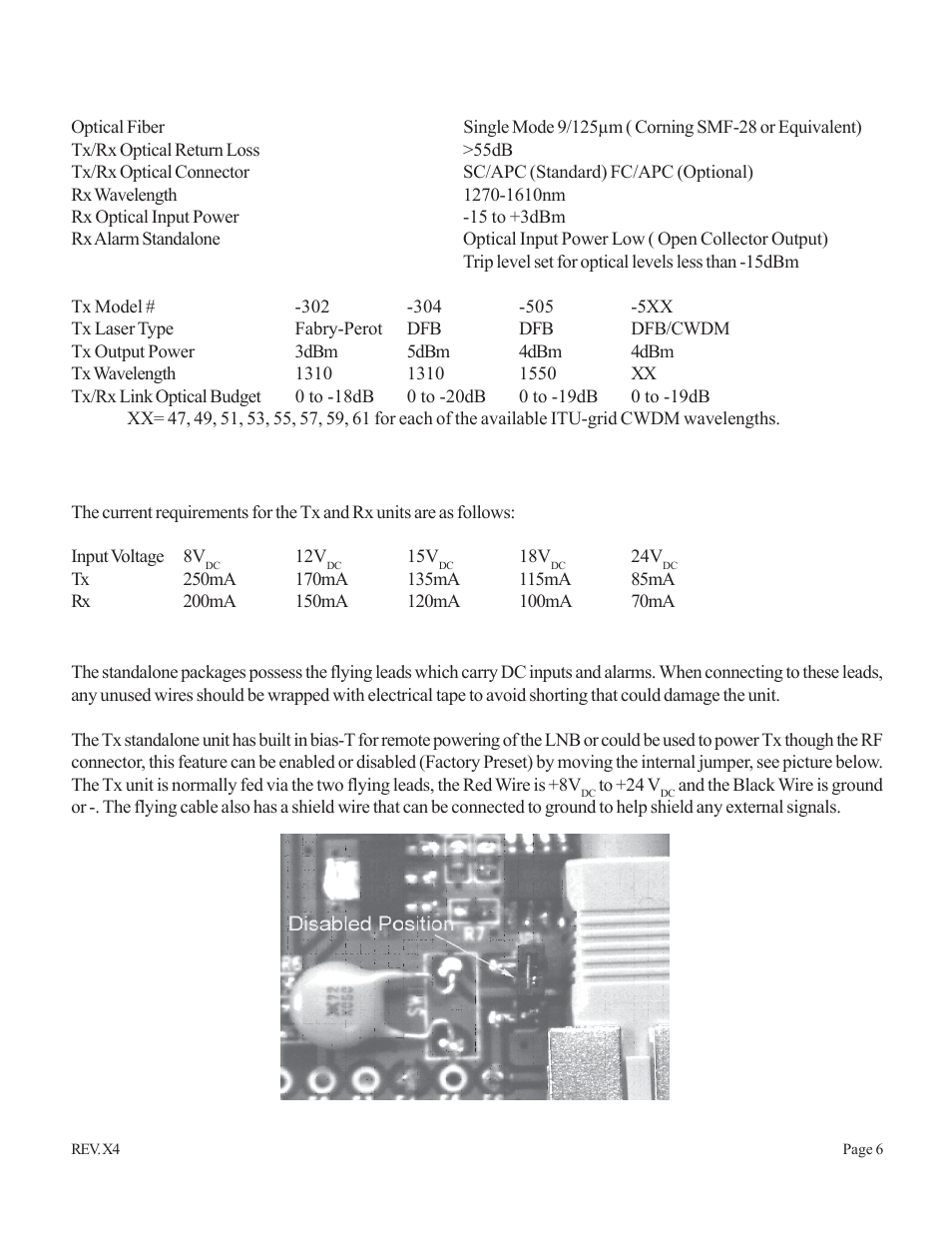 Optical performance, Dc powering and alarms, Caution | Olson Technology OTRR-3000 User Manual | Page 6 / 12