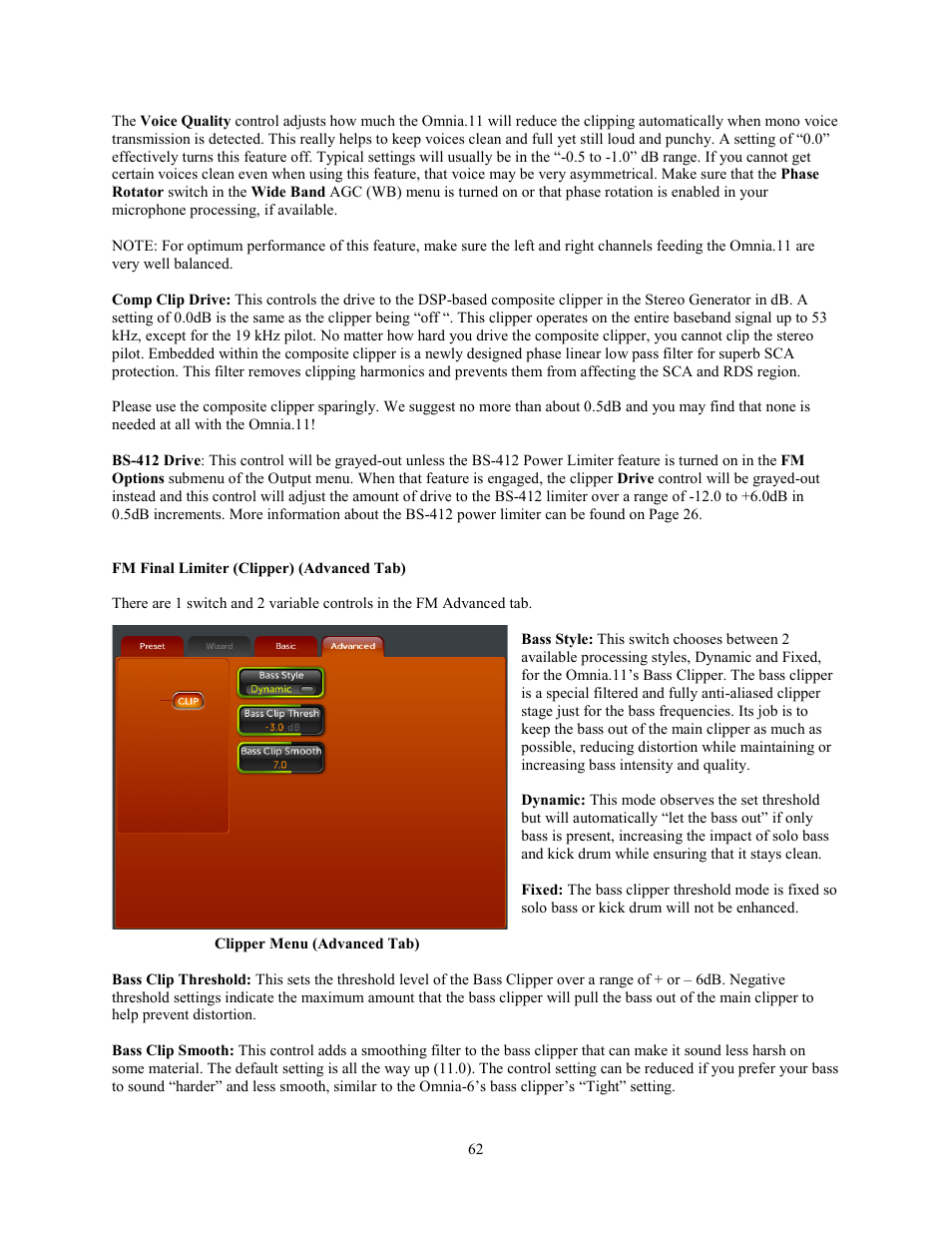 Fm final limiter (clipper) (advanced tab) | Omnia Audio Omnia.11 User Manual | Page 78 / 102