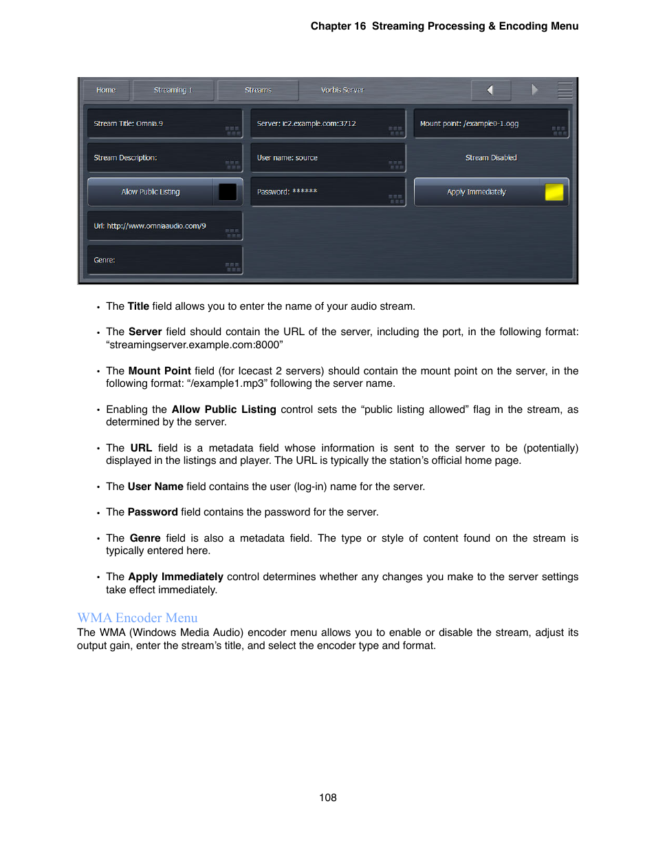 Wma encoder menu | Omnia Audio Omnia.9 User Manual | Page 108 / 196