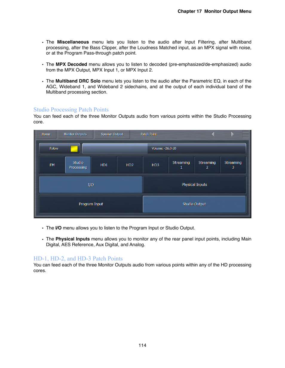 Studio processing patch points, Hd-1, hd-2, and hd-3 patch points | Omnia Audio Omnia.9 User Manual | Page 114 / 196