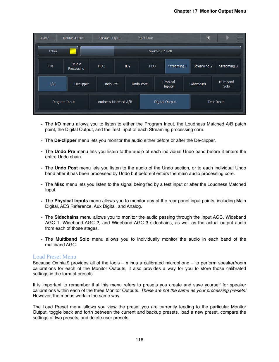 Load preset menu | Omnia Audio Omnia.9 User Manual | Page 116 / 196