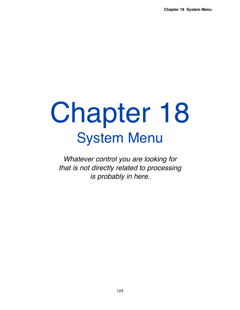 Chapter 18 - system menu, Chapter 18, System menu | Omnia Audio Omnia.9 User Manual | Page 123 / 196