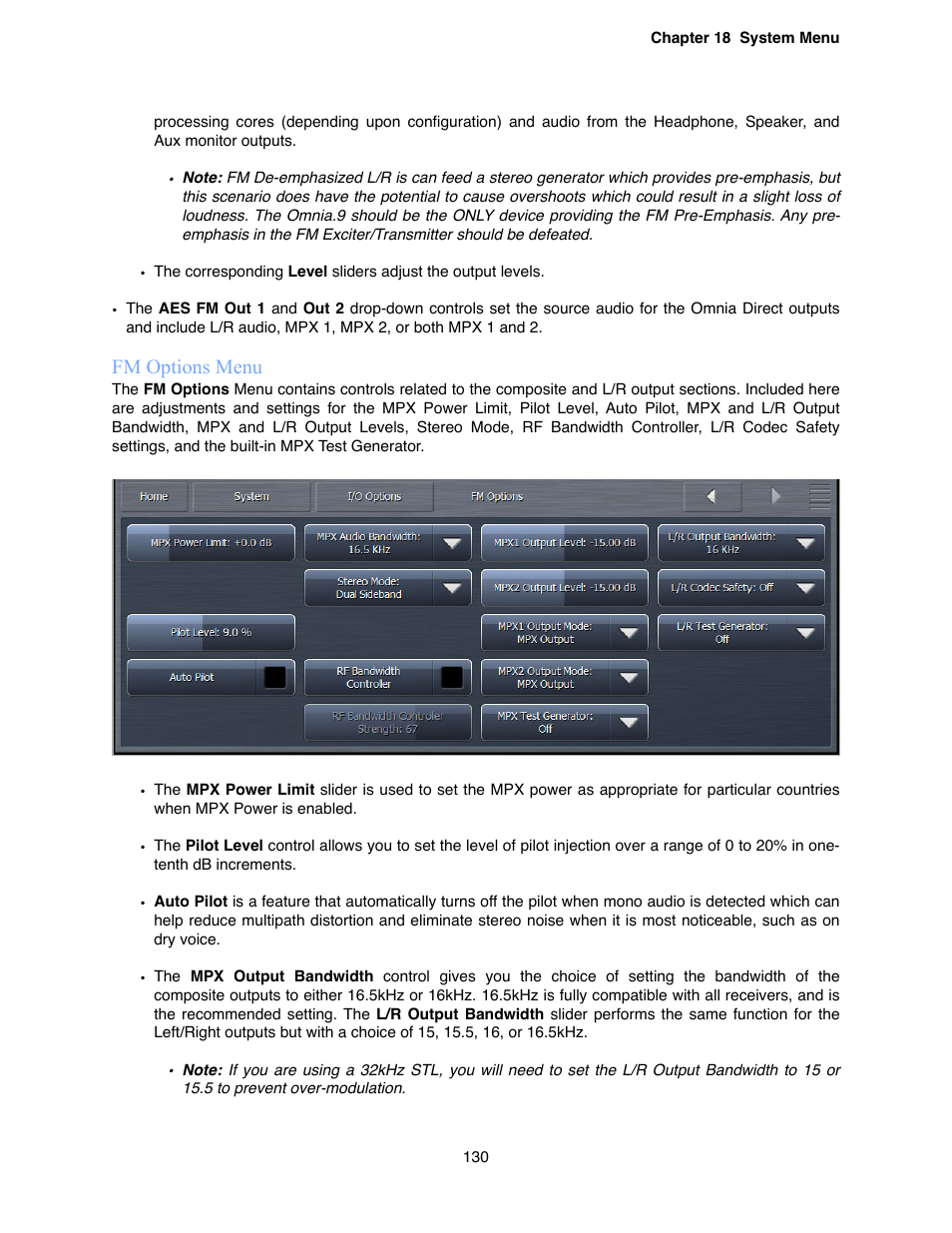 Fm options menu | Omnia Audio Omnia.9 User Manual | Page 130 / 196