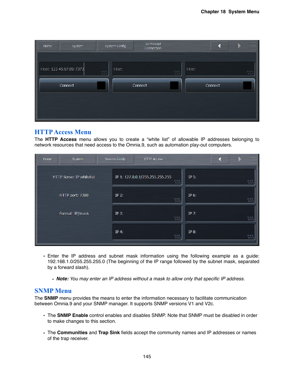 Snmp menu | Omnia Audio Omnia.9 User Manual | Page 145 / 196