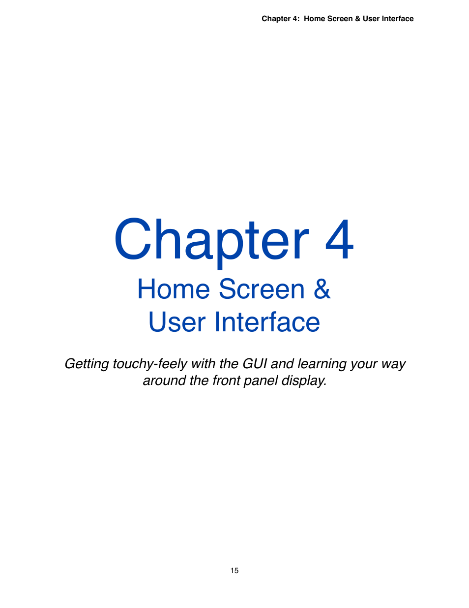 Chapter 4 - home screen & user interface, Chapter 4, Home screen & user interface | Omnia Audio Omnia.9 User Manual | Page 15 / 196