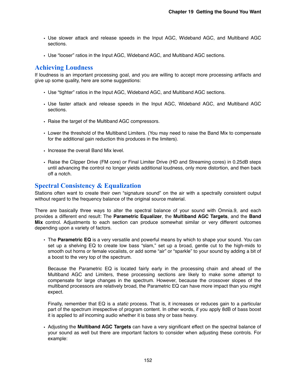 Achieving loudness, Spectral consistency & equalization | Omnia Audio Omnia.9 User Manual | Page 152 / 196