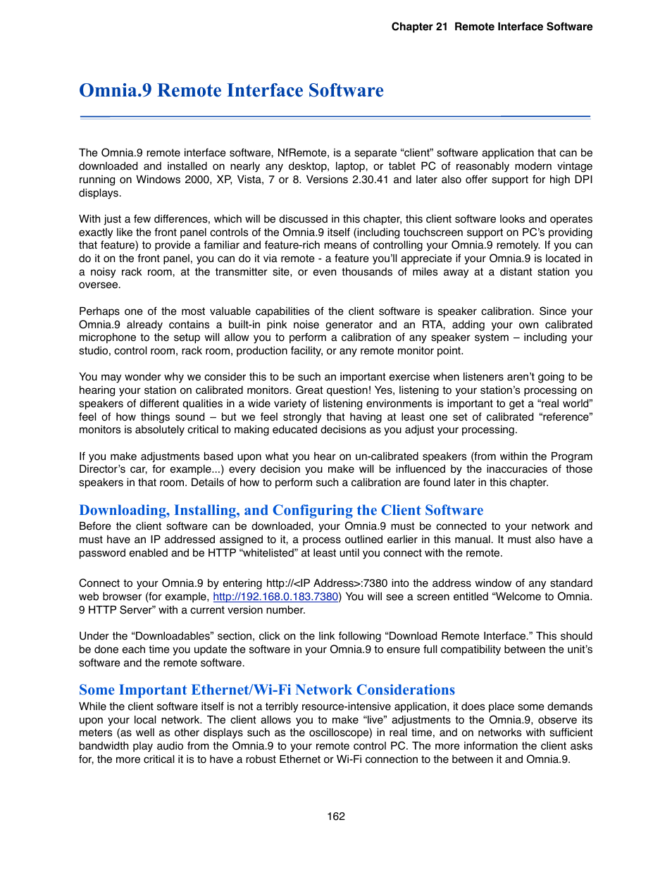 Omnia.9 remote interface software | Omnia Audio Omnia.9 User Manual | Page 162 / 196