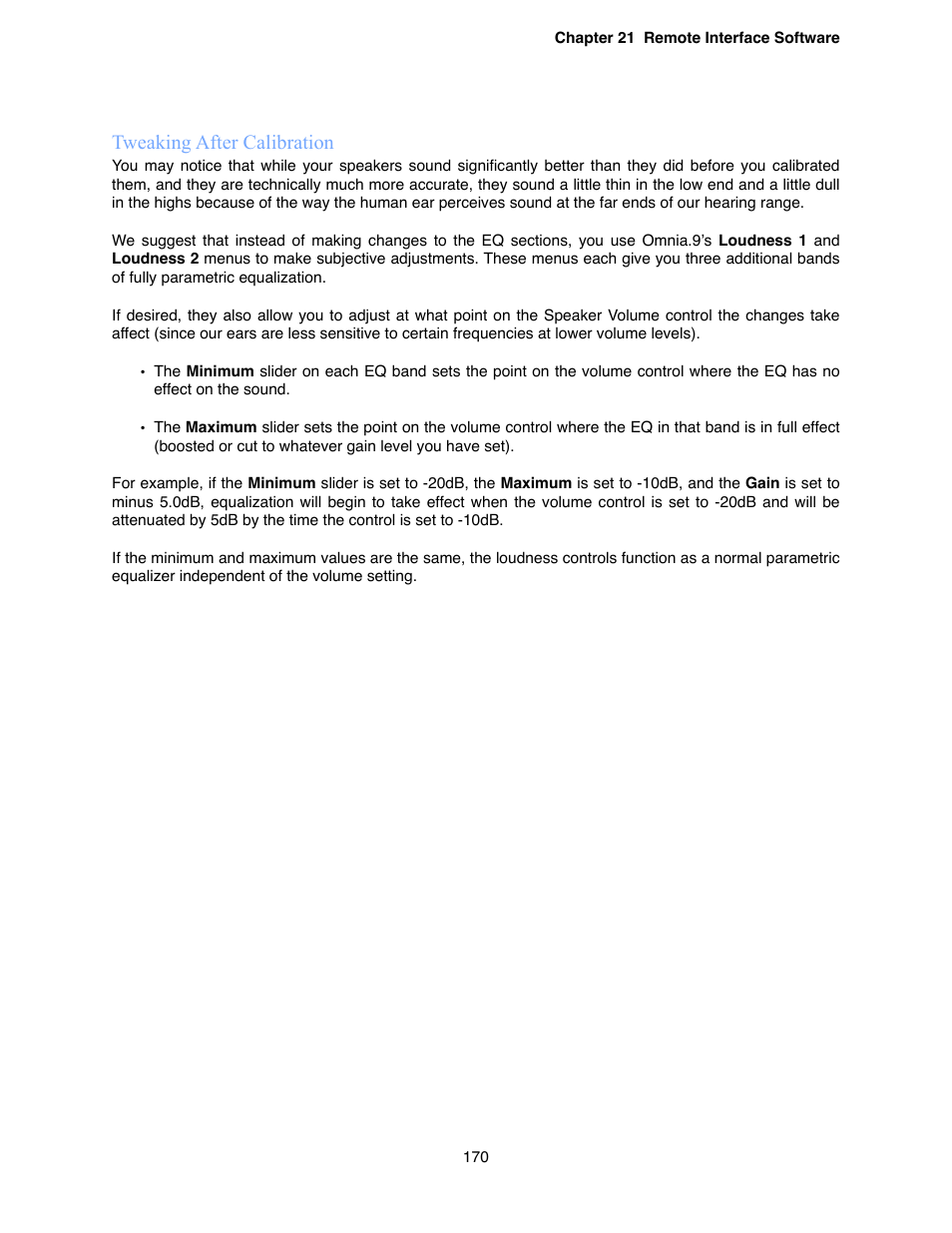 Tweaking after calibration | Omnia Audio Omnia.9 User Manual | Page 170 / 196