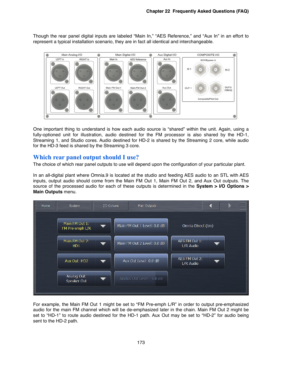 Which rear panel output should i use | Omnia Audio Omnia.9 User Manual | Page 173 / 196