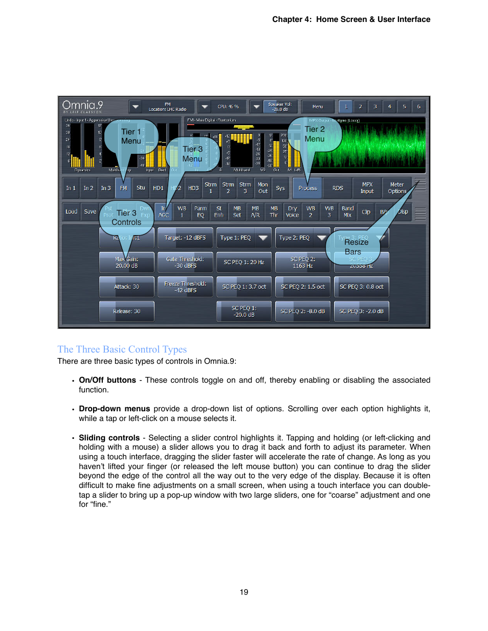 The three basic control types | Omnia Audio Omnia.9 User Manual | Page 19 / 196