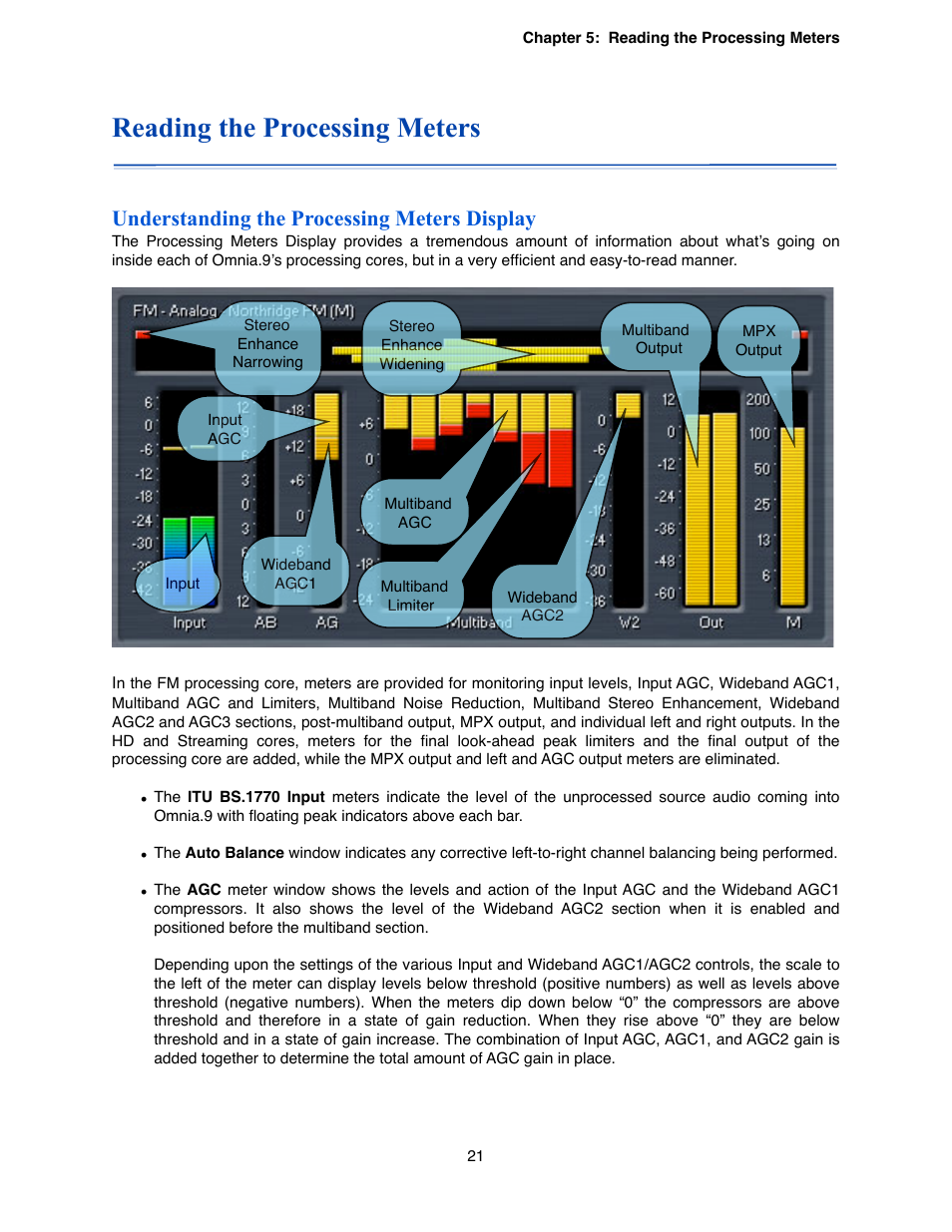 Reading the processing meters, Understanding the processing meters display | Omnia Audio Omnia.9 User Manual | Page 21 / 196