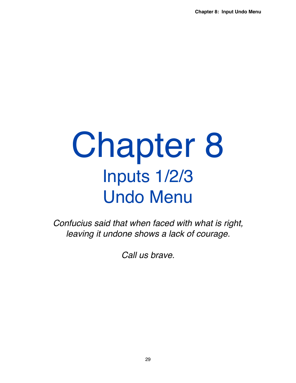 Chapter 8 - inputs 1/2/3 undo menu, Chapter 8, Inputs 1/2/3 undo menu | Omnia Audio Omnia.9 User Manual | Page 29 / 196