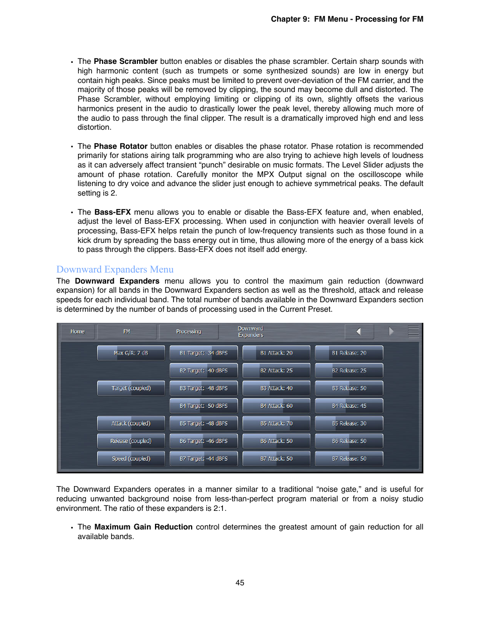 Downward expanders menu | Omnia Audio Omnia.9 User Manual | Page 45 / 196